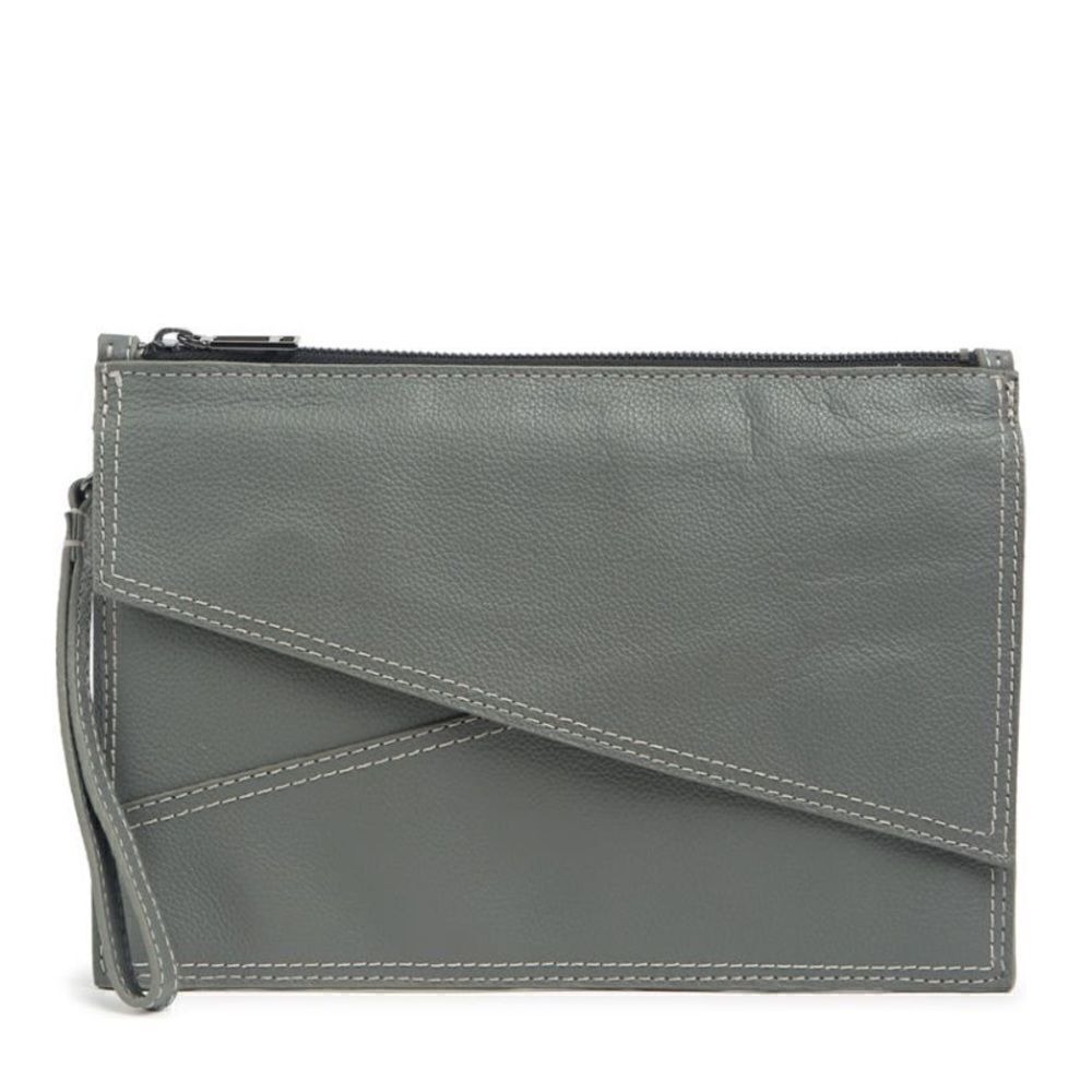 BOTKIER Crosstown Large Leather Clutch‎ Bag, Gray, NWT